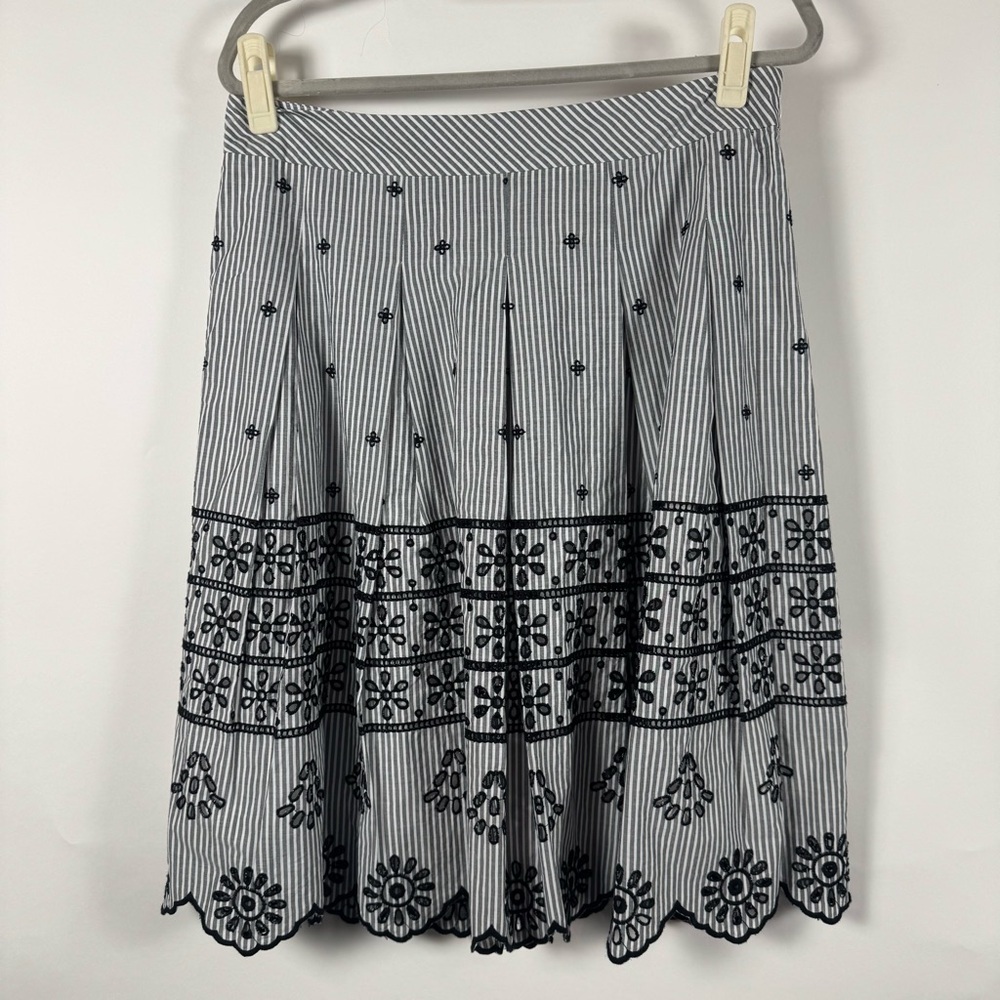 Talbots Skirt NWT Size 12 Striped Embroidered Skirt Eyelet Boho Cottagecore